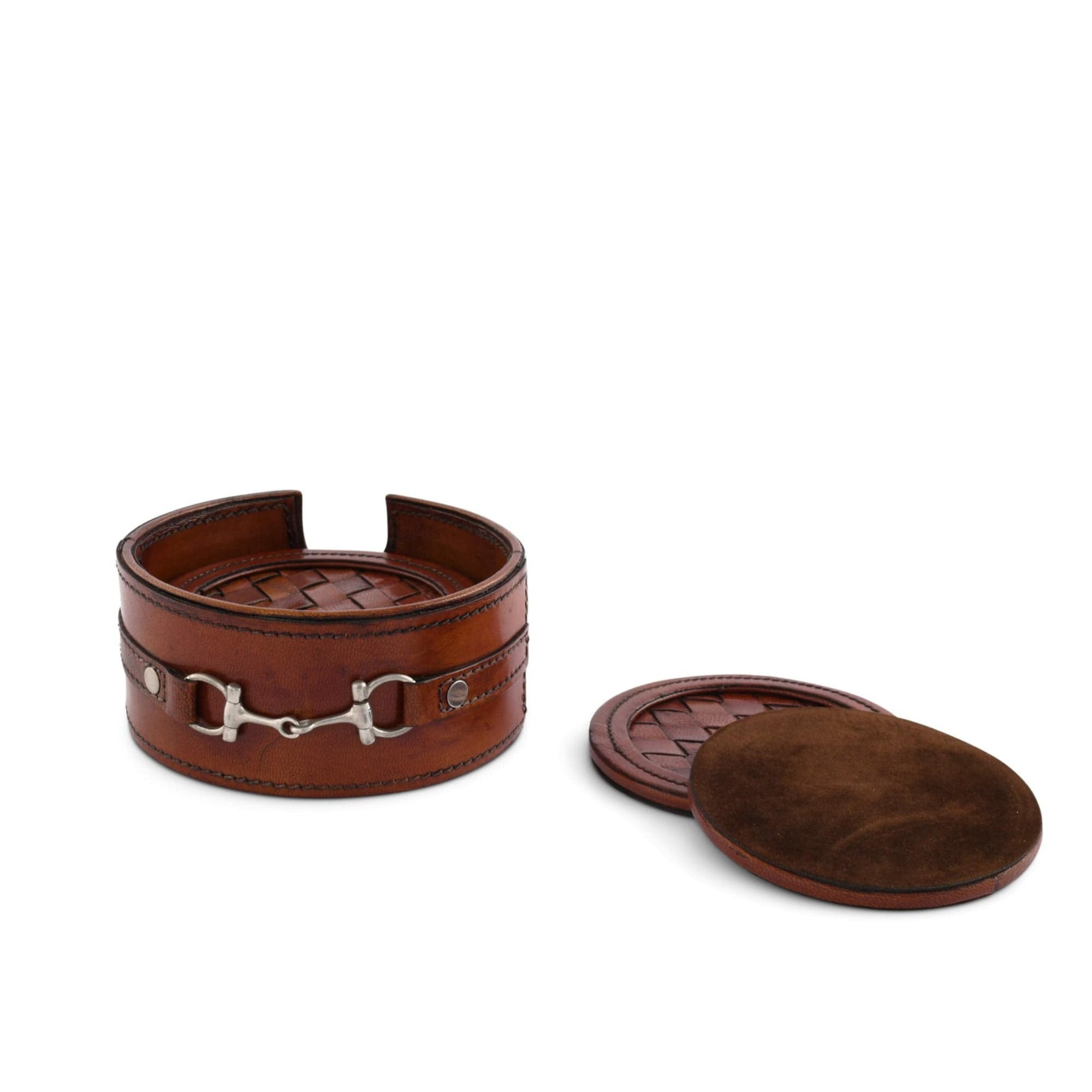 Equestrian Bit Leather Coaster Set