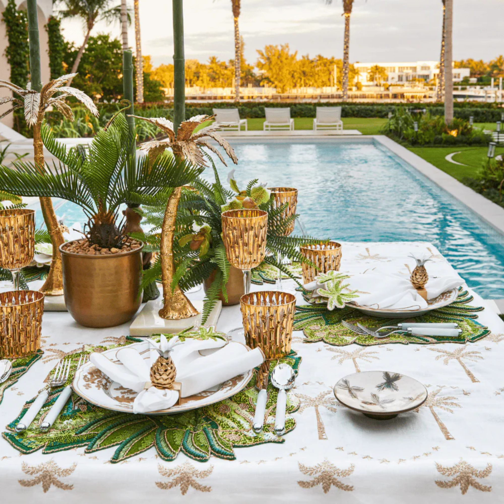 Calypso Placemat in Green & Gold - Set of 2