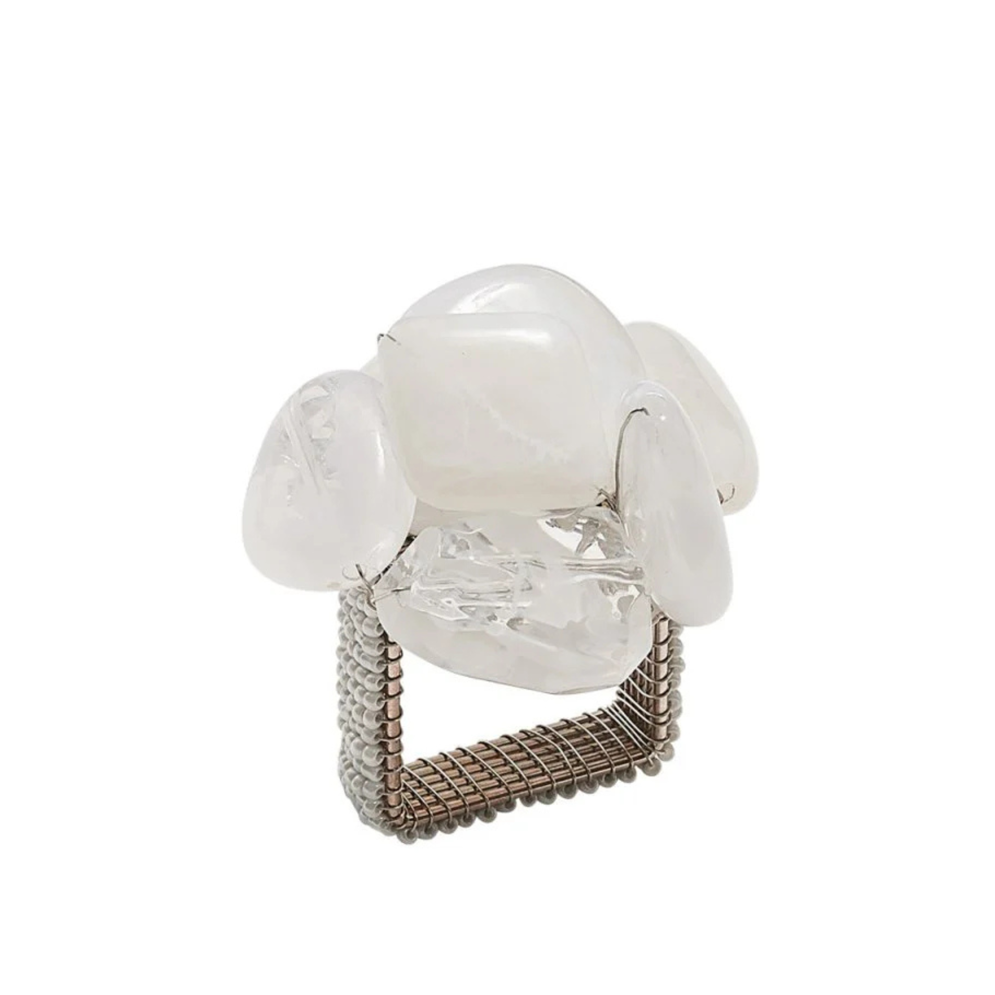 Sea Stone Napkin Ring in White - Set of 4