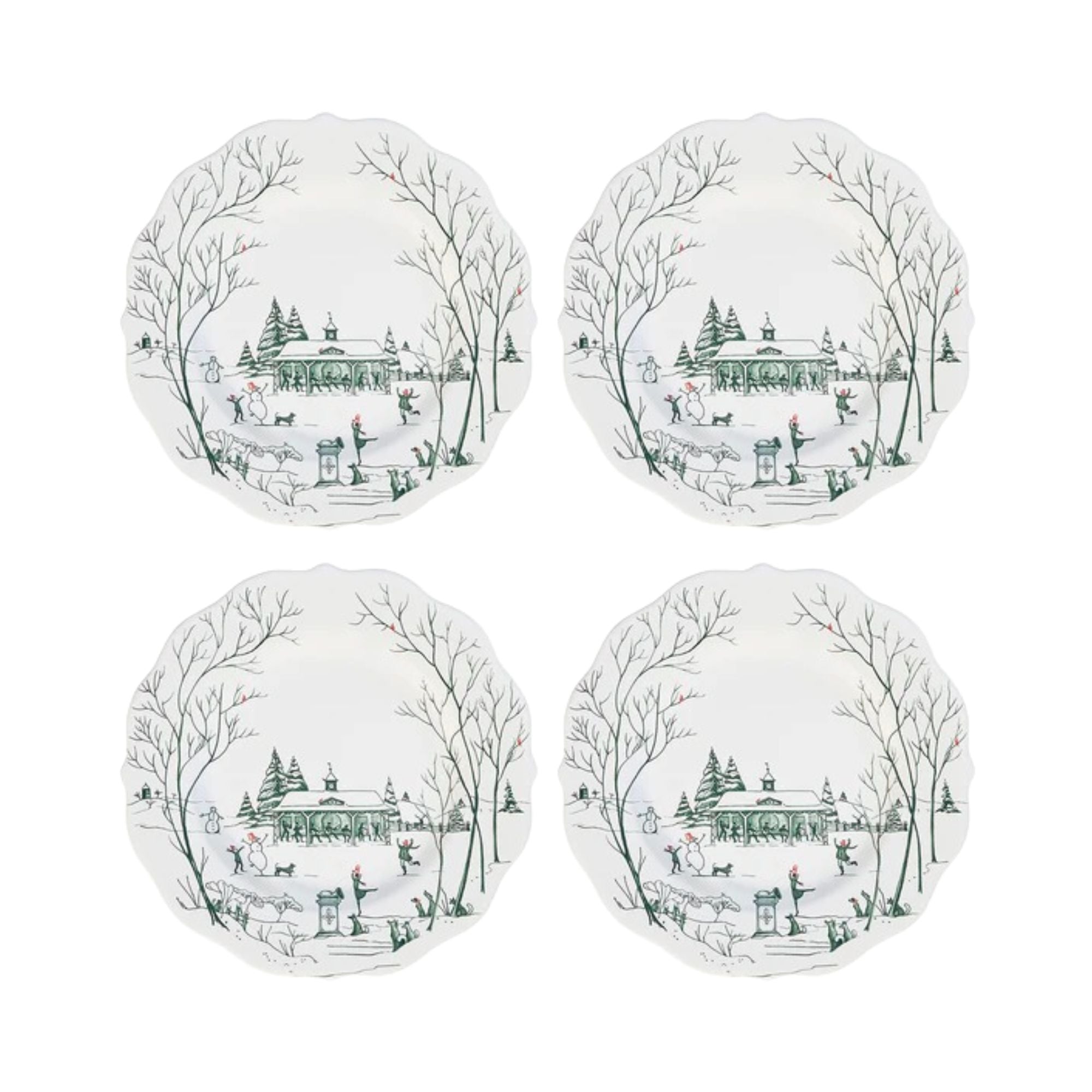 Country Estate Winter Frolic Evergreen Salad Plate - Set of 4