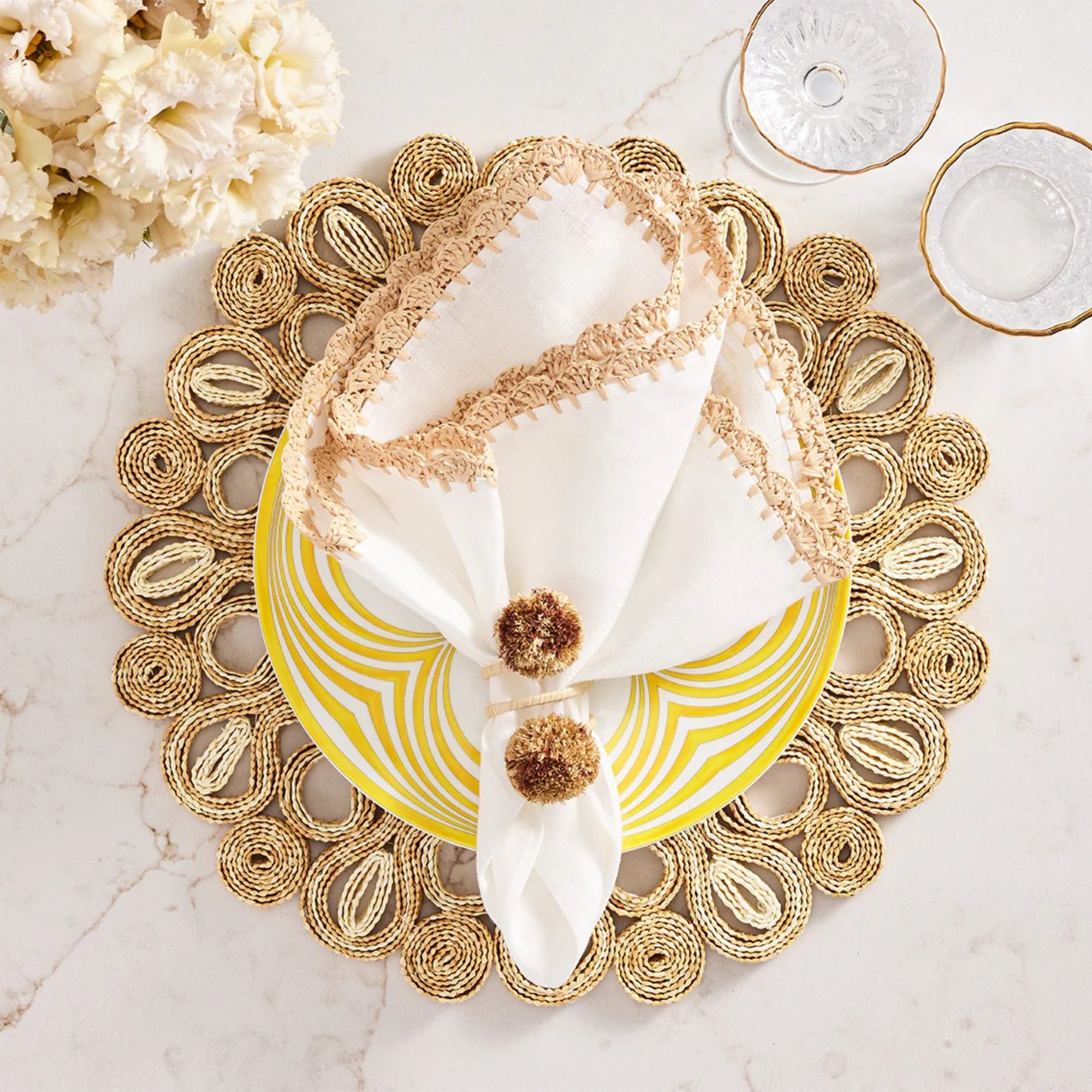 Marisol Placemat in Ivory & Natural - Set of 4