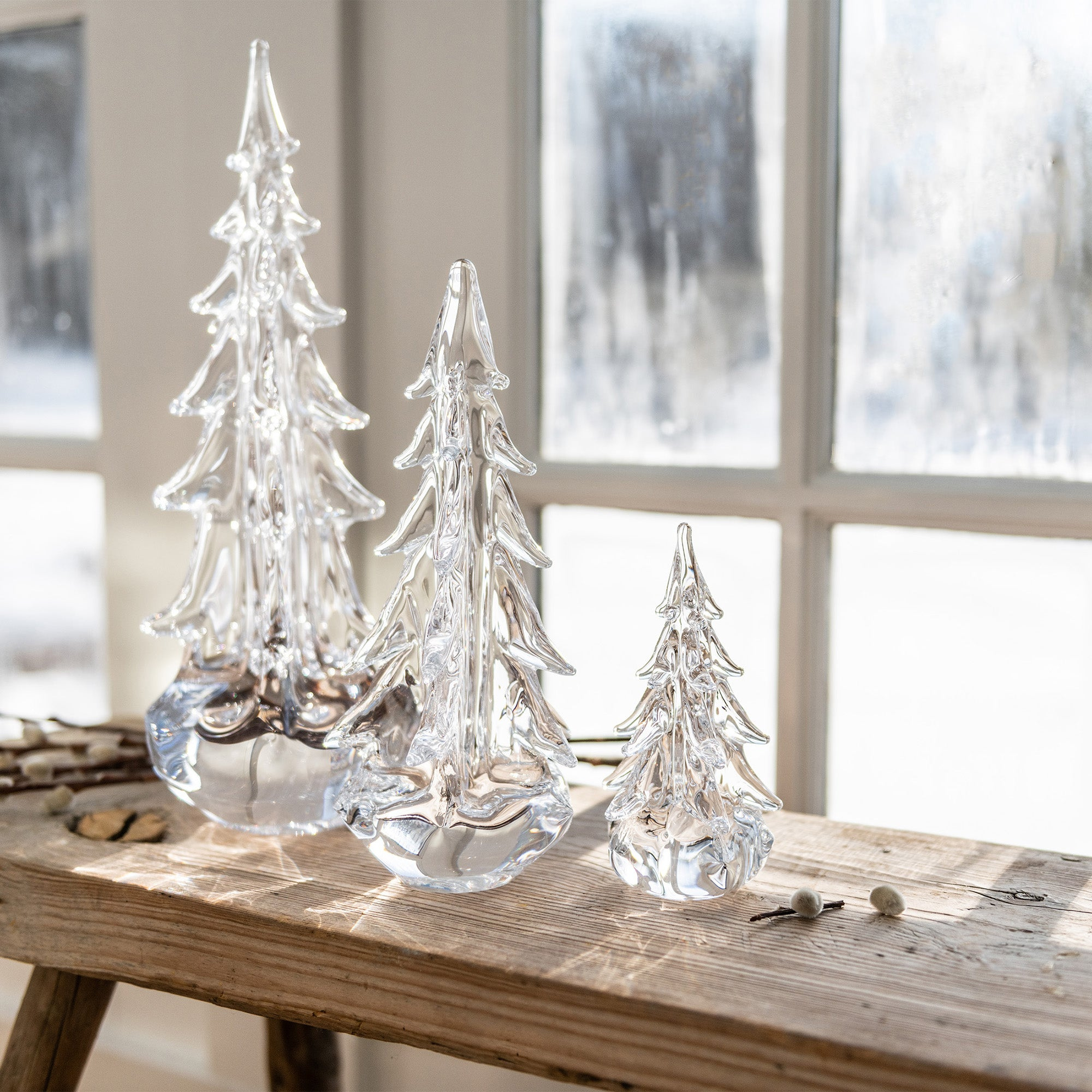 Five Sided Evergreen Glass Tree in Gift Box