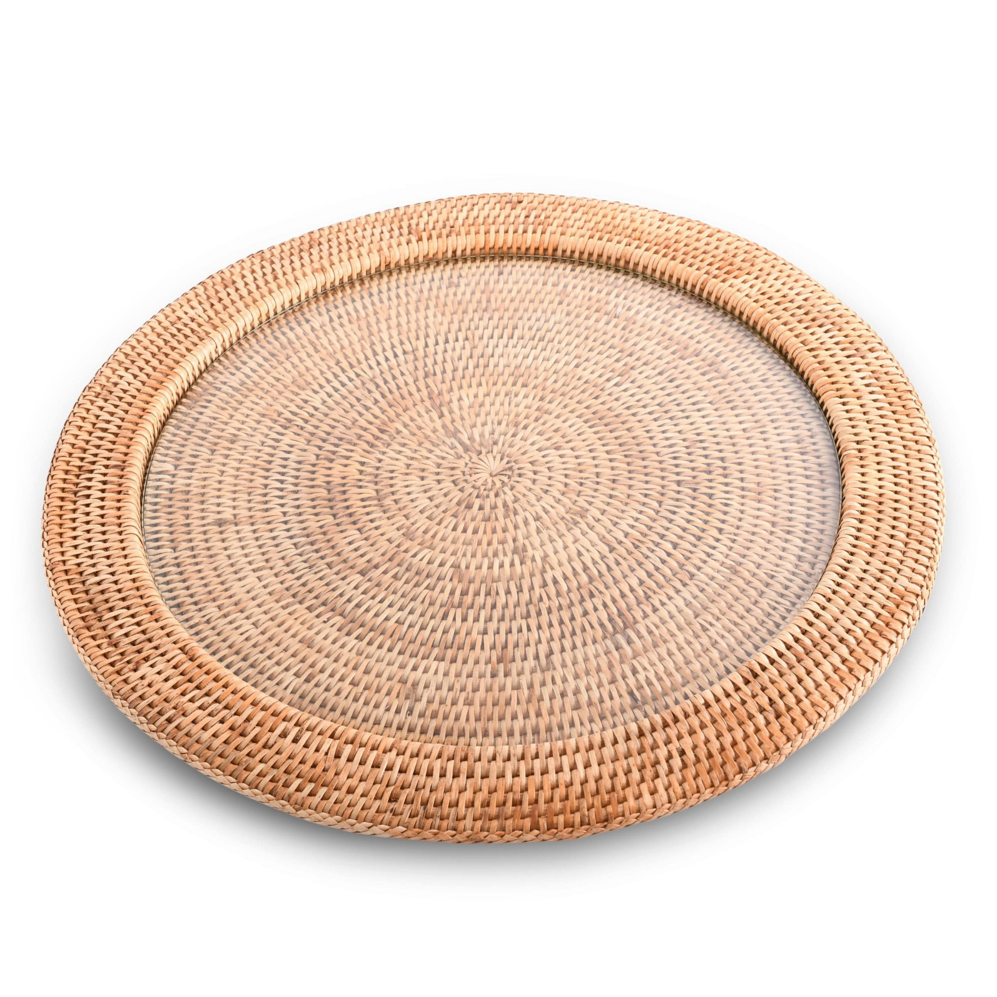 Hand Woven Wicker Rattan Round Serving Tray