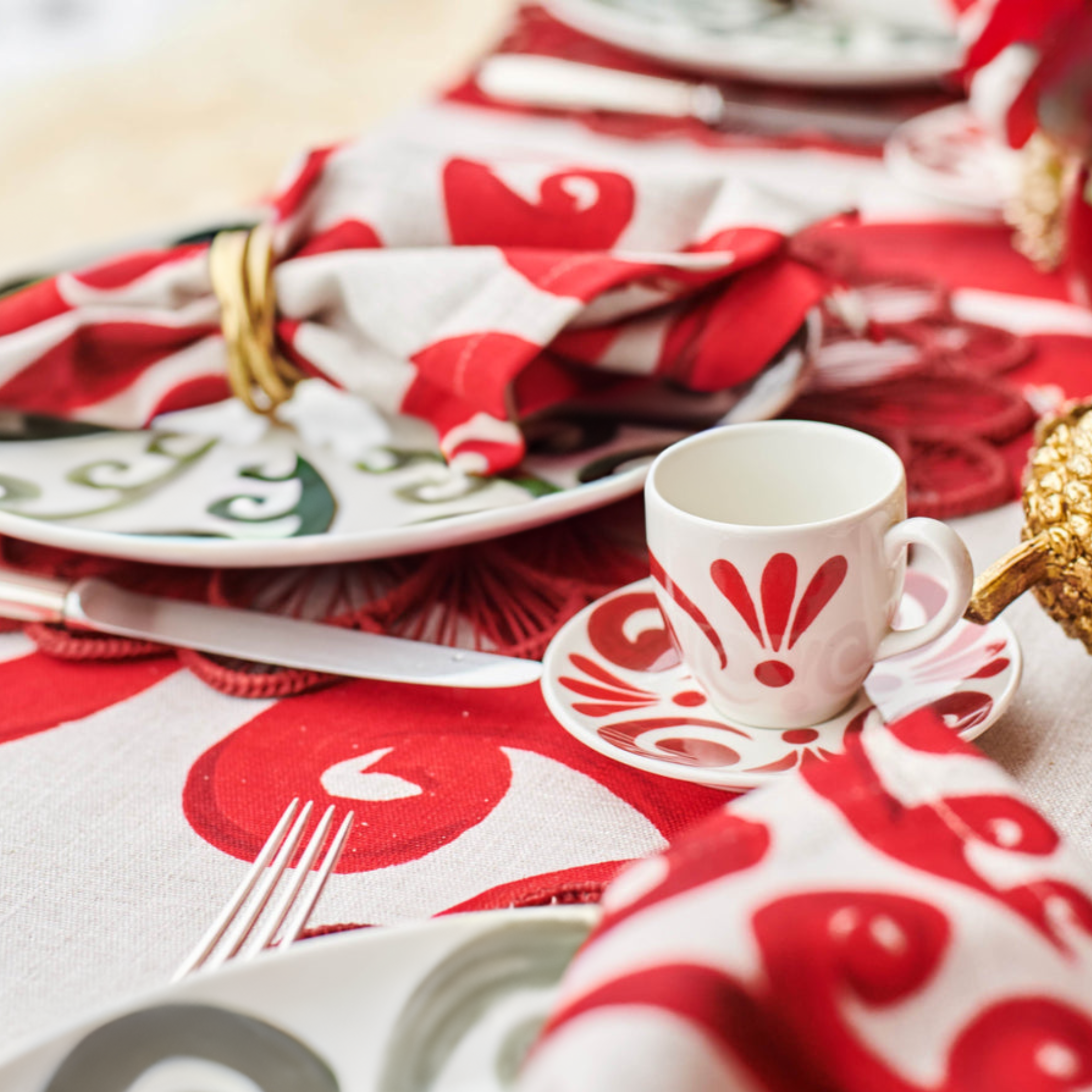 Athenee Peacock Wine Red Tablecloth