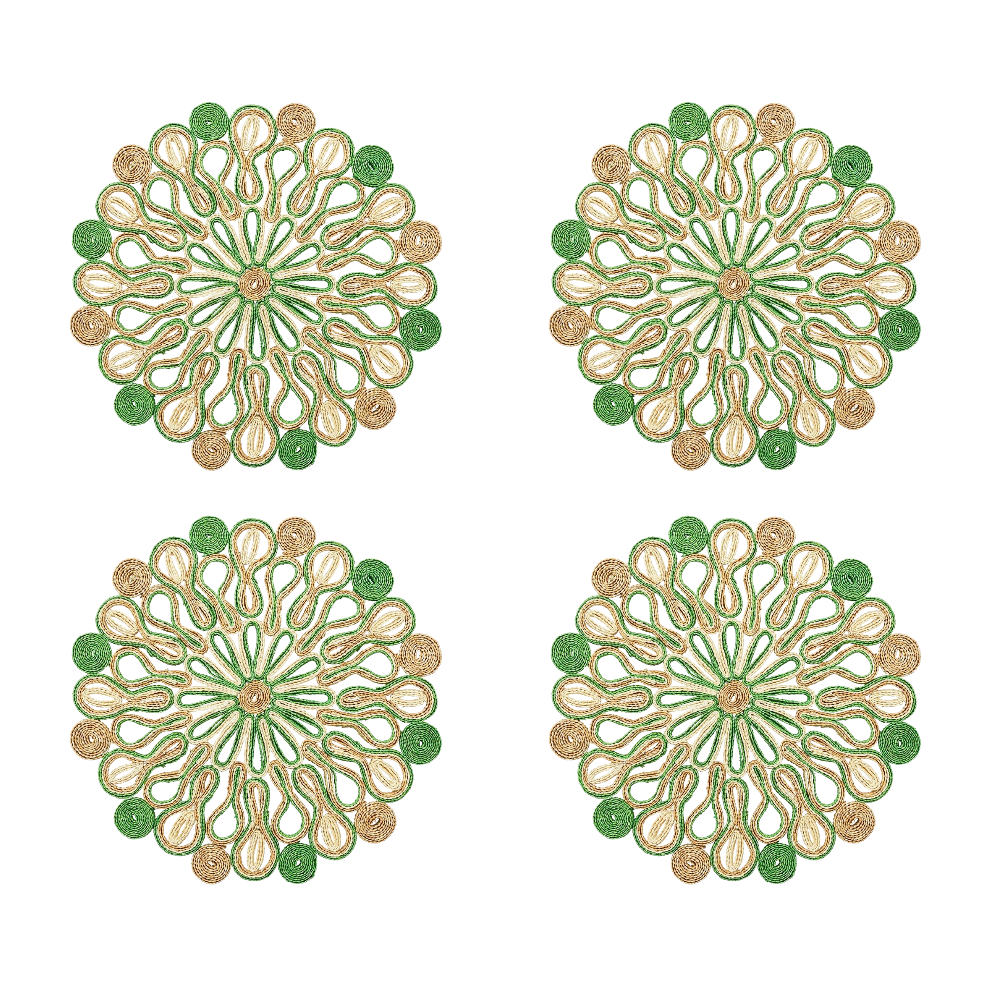 Marisol Placemat in Natural & Green - Set of 4