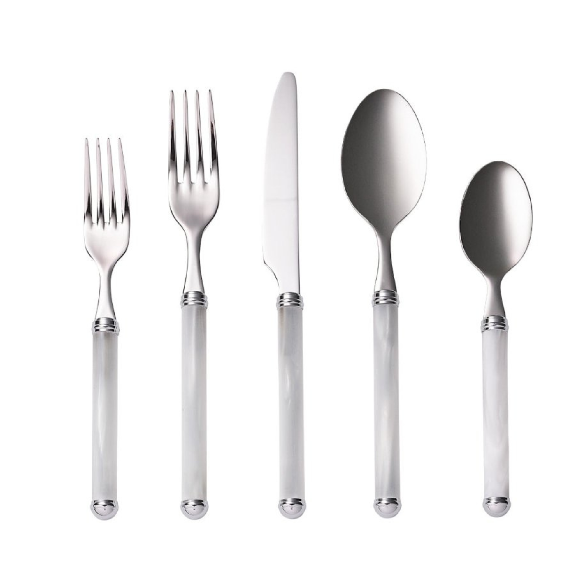 Mirage 5-Piece Place Setting Flatware in White & Silver