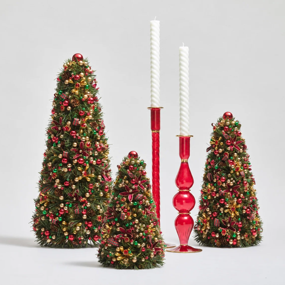 Tinsel Xmas Tree in Green, Red & Gold