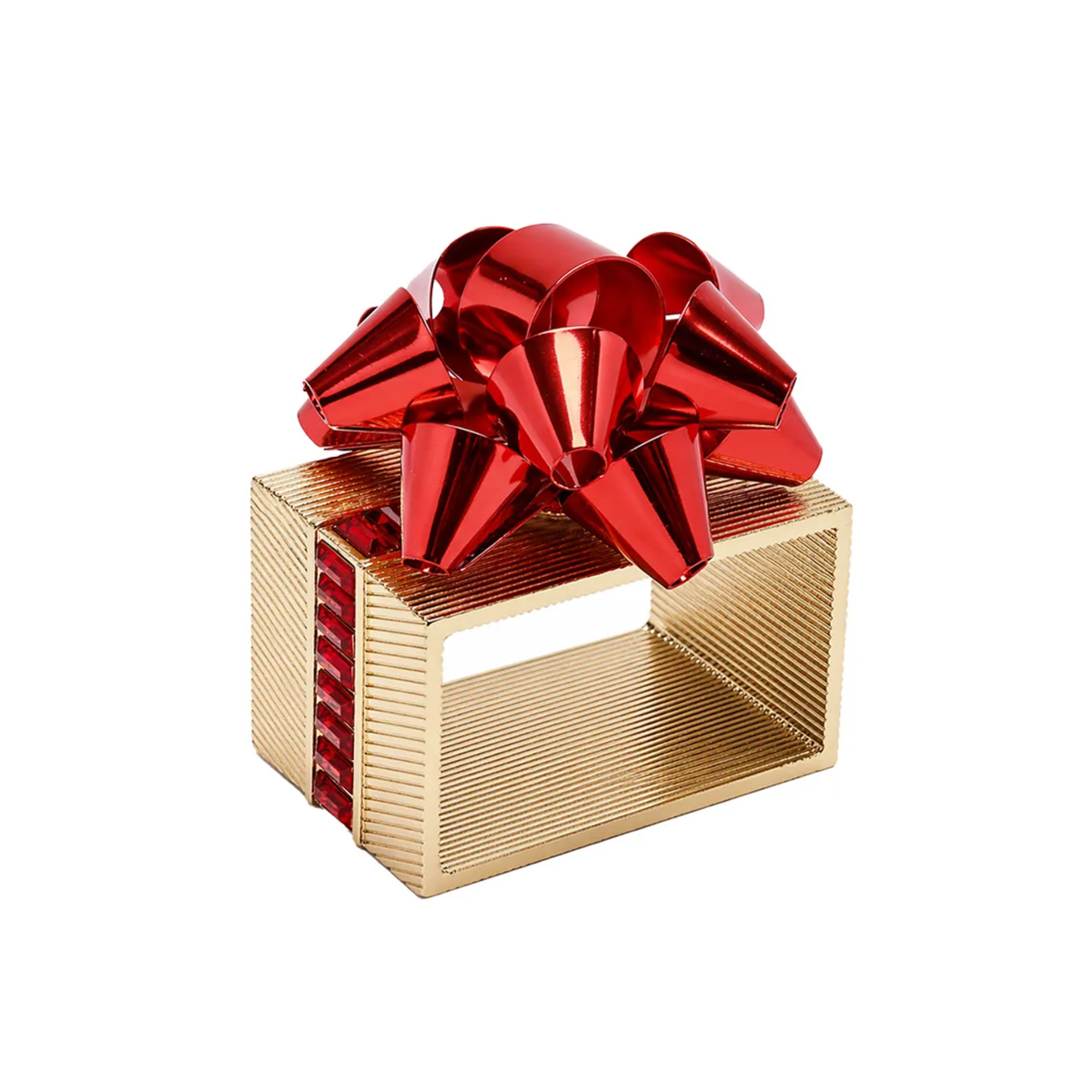 Holiday Bow Napkin Ring in Red & Gold - Set of 4