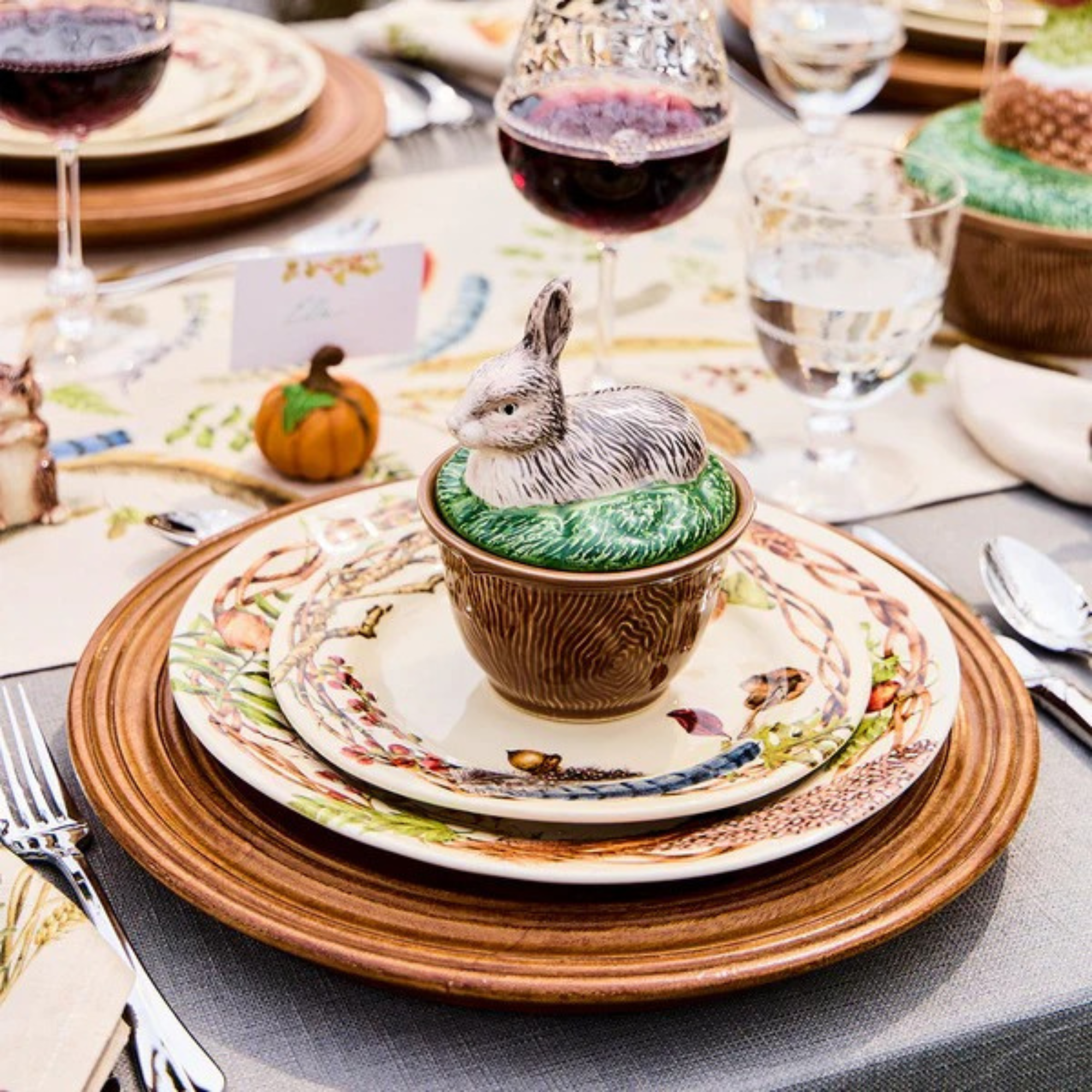 Forest Walk Rabbit Bowl with Lid