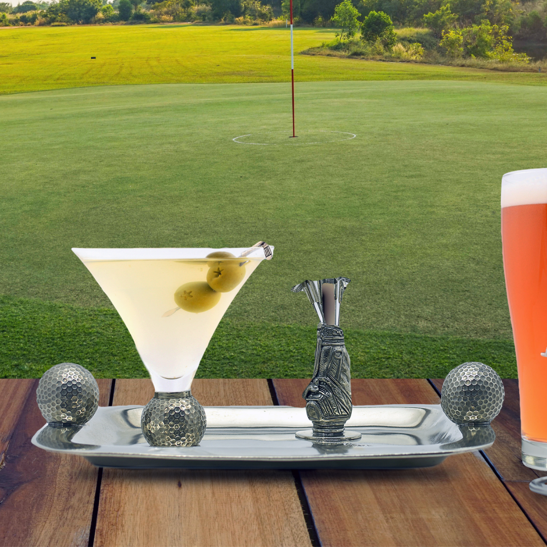 Pewter Catchall Tray with Golf Ball Handles