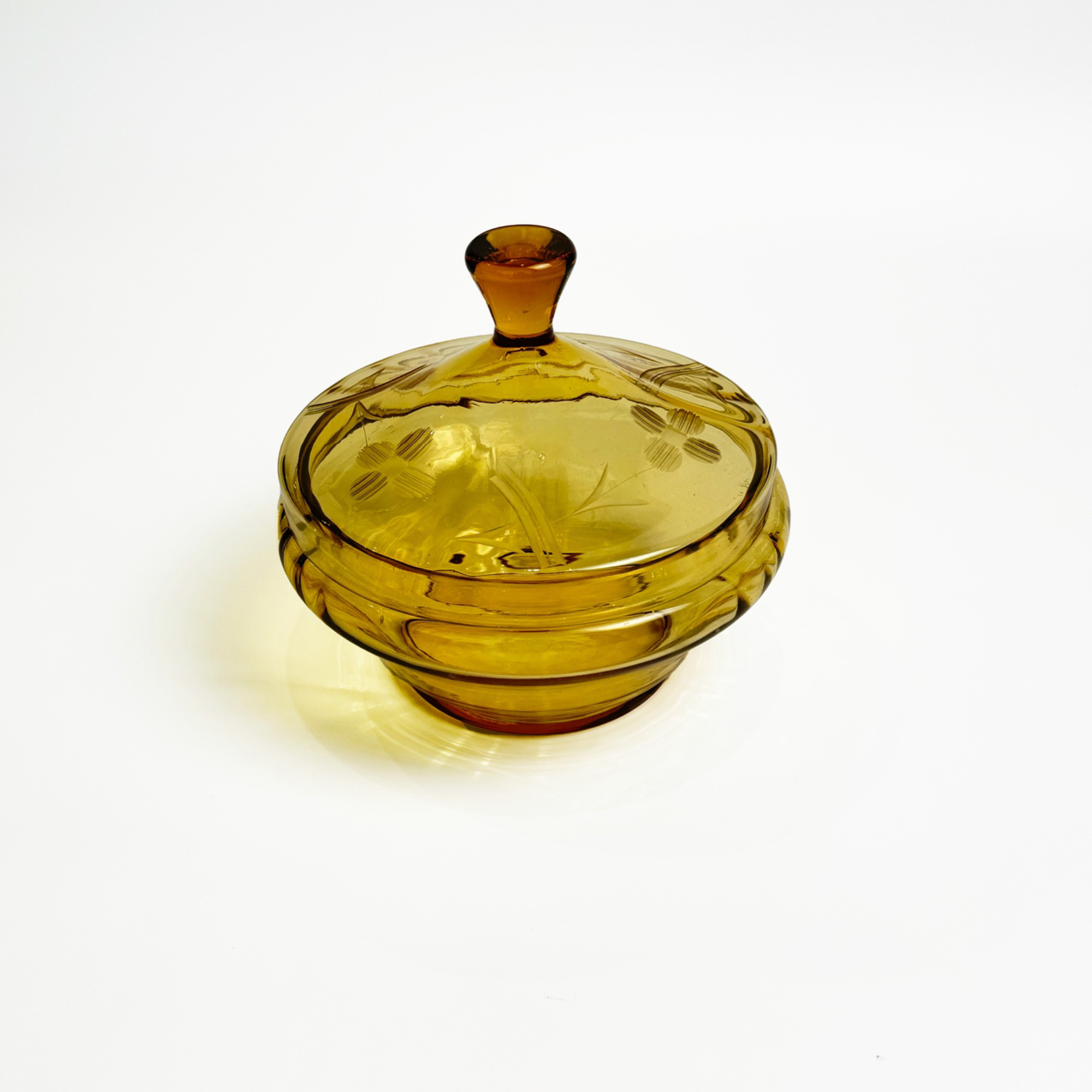 Vintage Marigold Bowl with Lid