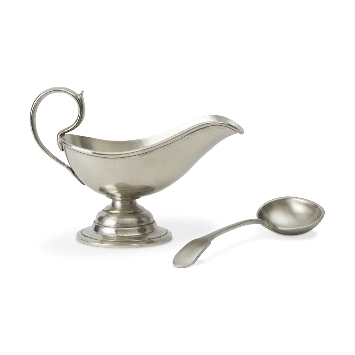 Pewter Gravy Boat with Gravy Spoon