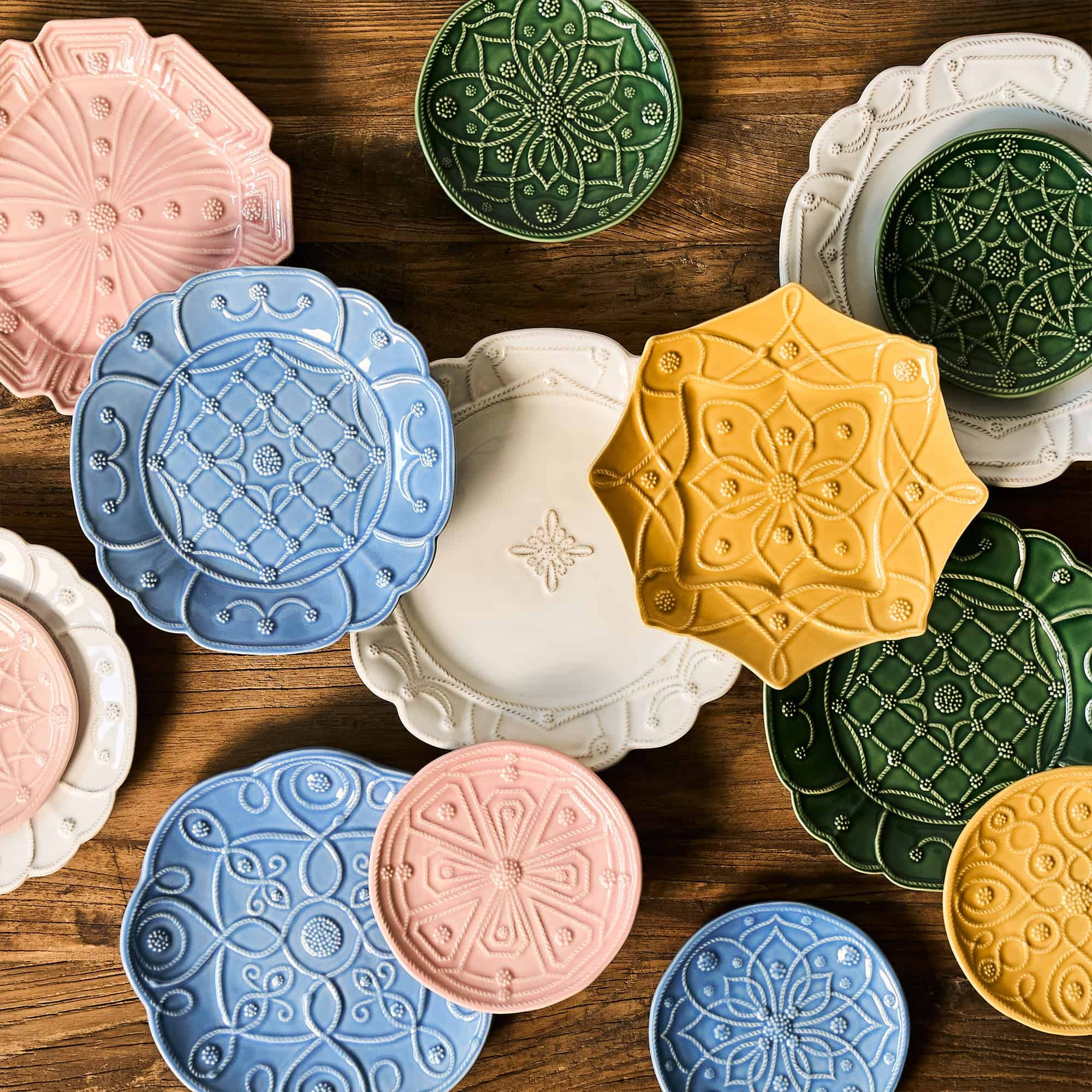 Jardins Du Monde Side/Cocktail Plate Assorted in Chambray -Set of 4