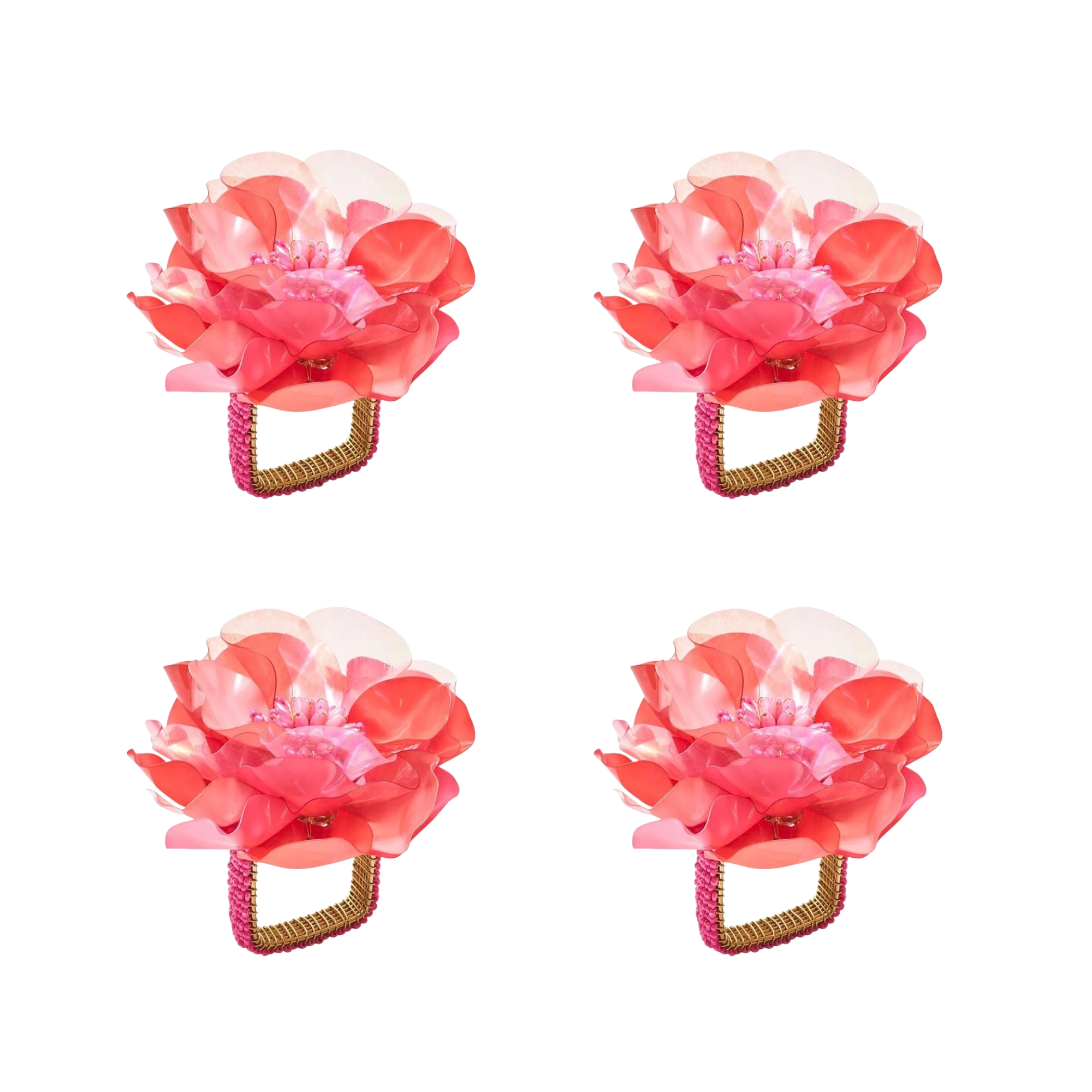 Gardenia Napkin Rings in Salmon - Set of 4