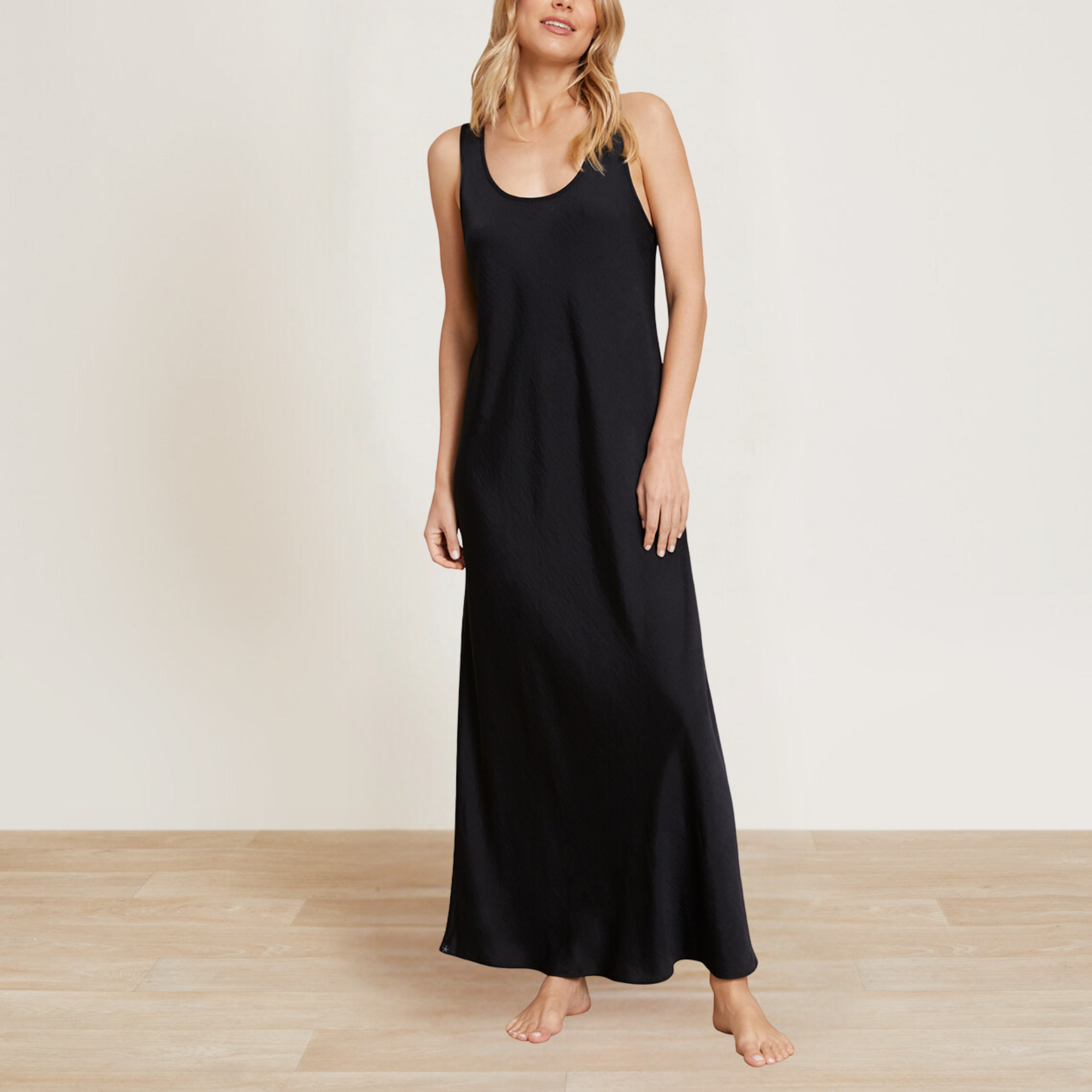 Washed Satin Long Tank Dress