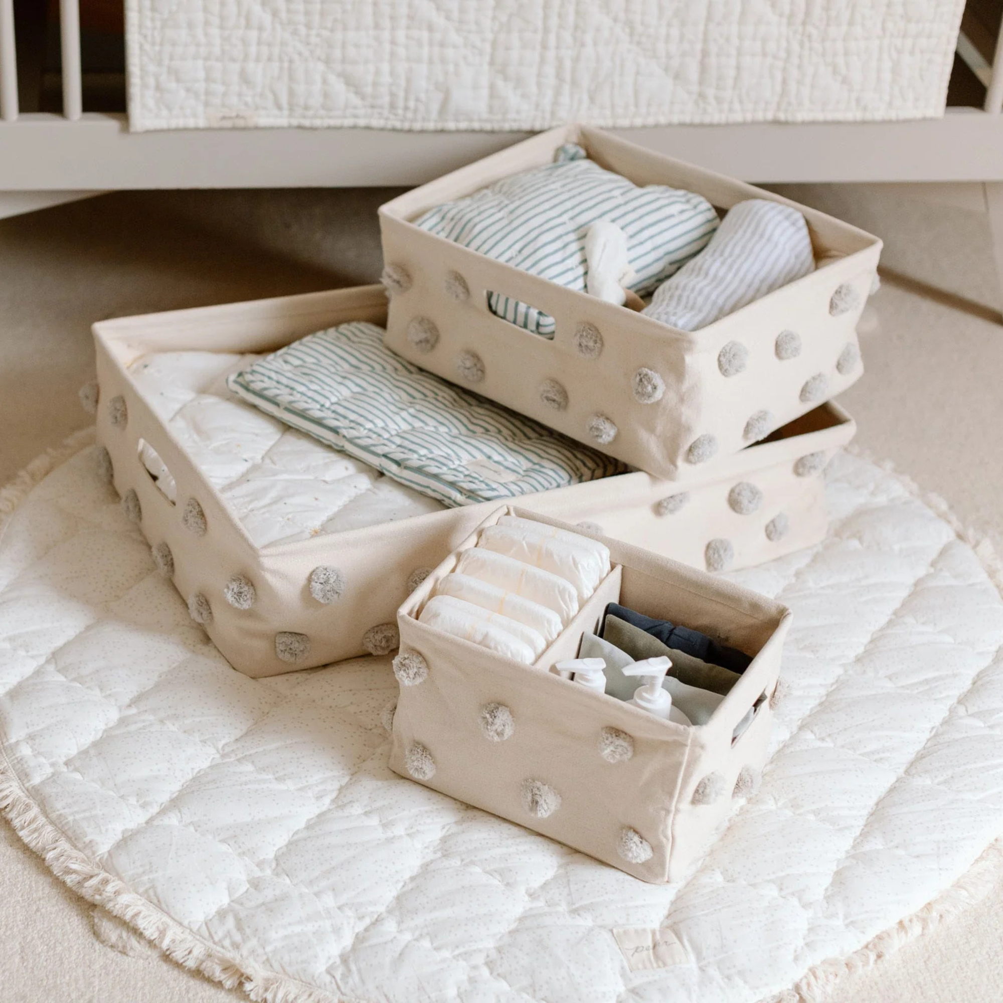 Pom Pom Basket Hideaway Caddy Organizer