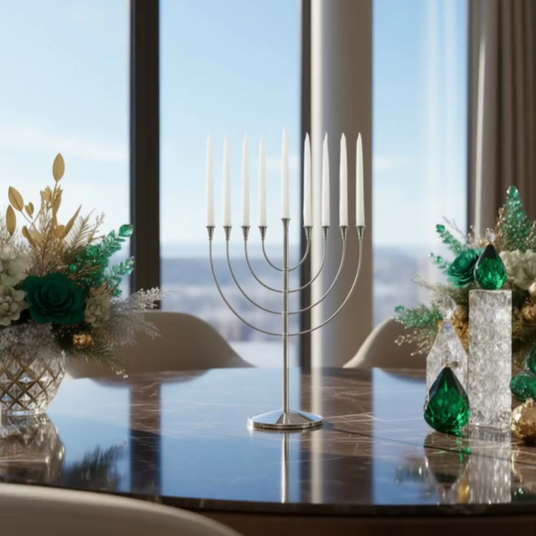 Judaique Silver-Plated Hanukkah Menorah