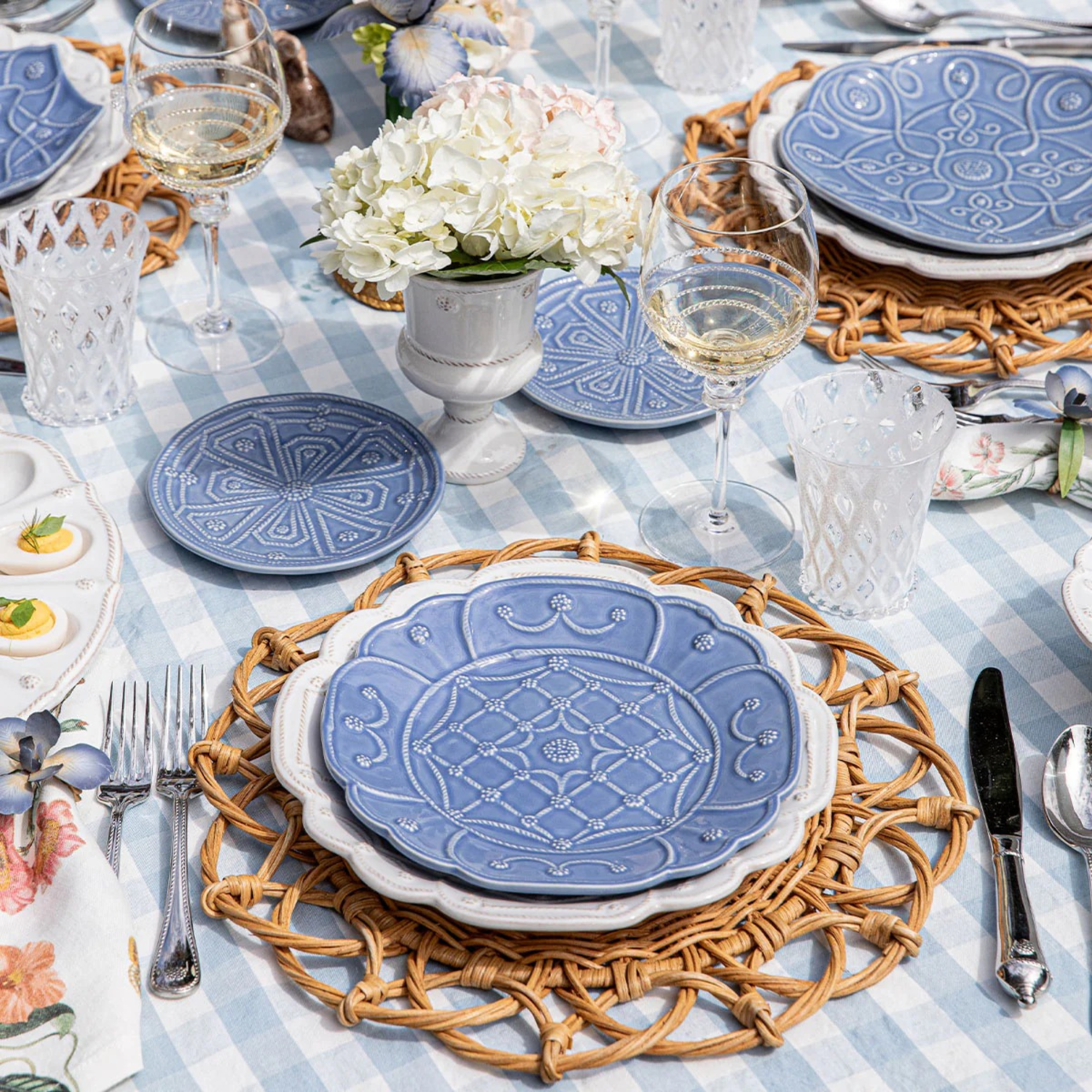 Jardins Du Monde Dessert/Salad Plate Assorted in Chambray - Set of 4