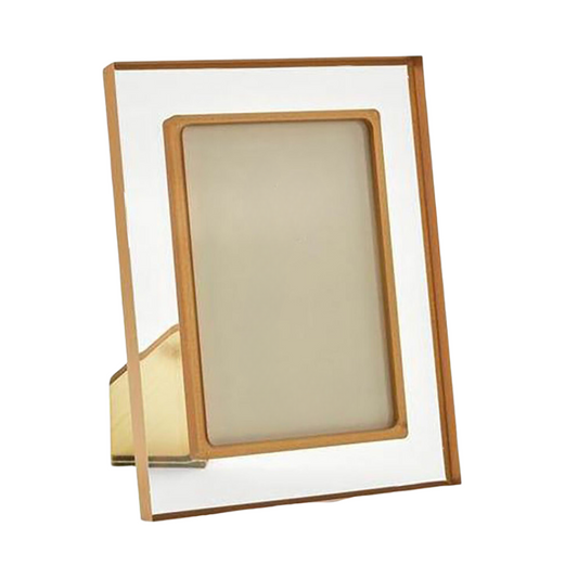 Acrylic Lucite Photo Picture Frame Gold Border