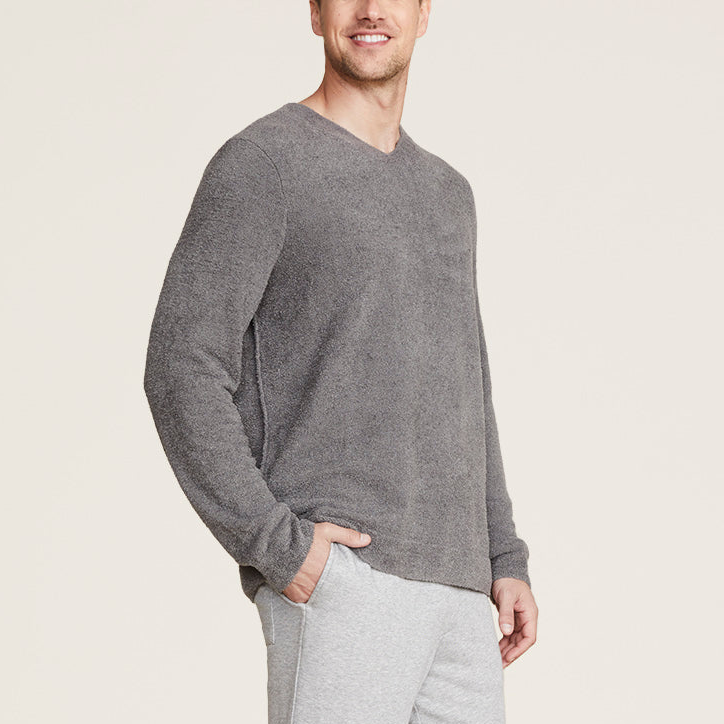 Barefoot Dreams CozyChic Lite Men s Relaxed V Neck Pullover Tidewater L