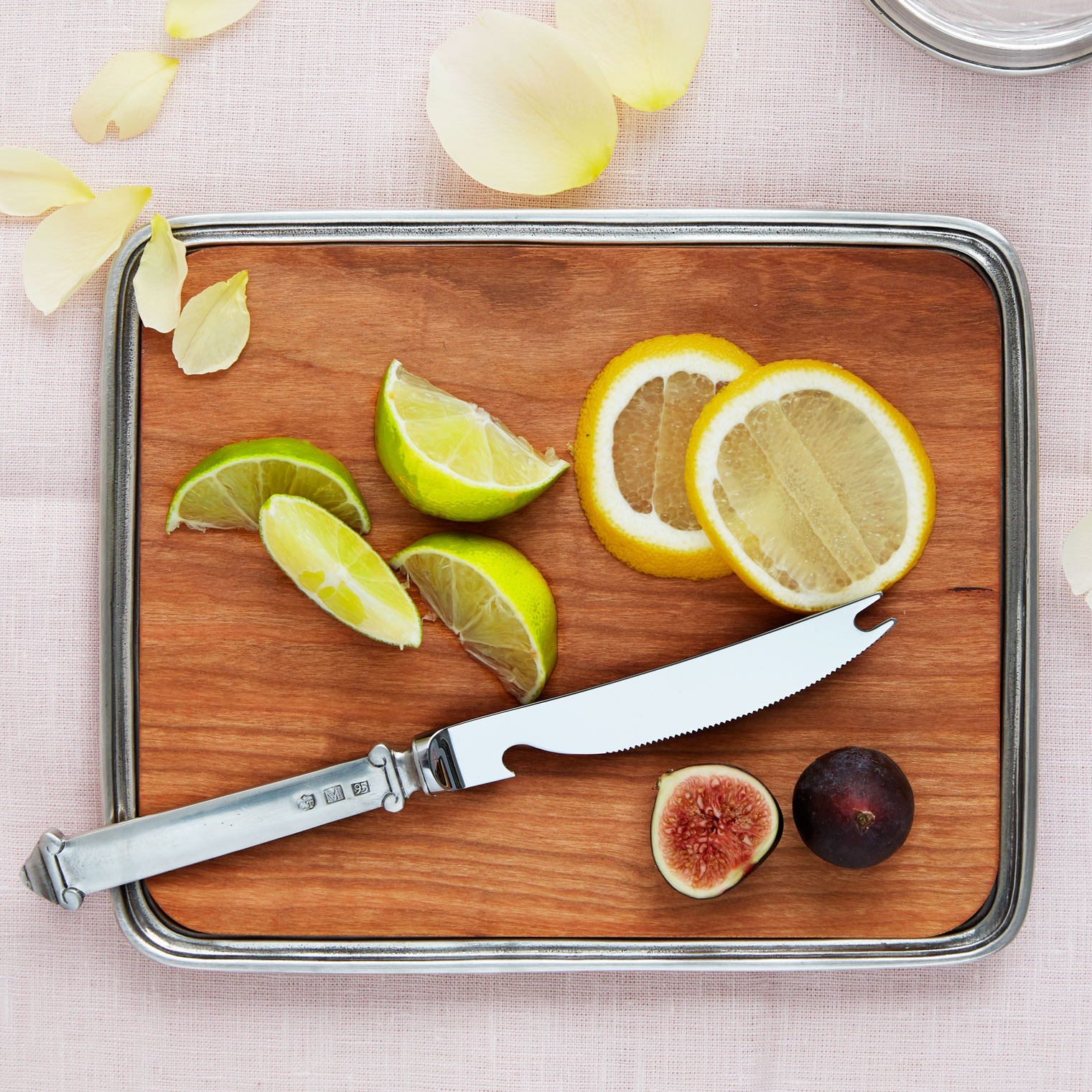 Pewter Bar Tray with Bar Knife Set