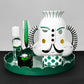 King Vase Glossy White with Green & Gold Graphics