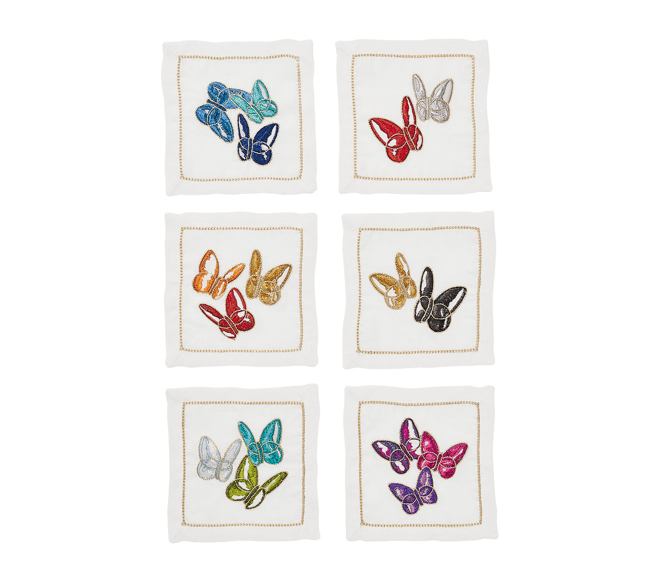 Diament Butterflies Cocktail Napkins - Set of 6