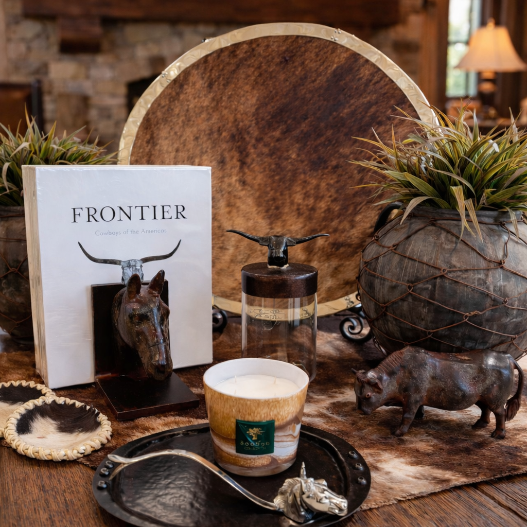 Gaucho Wood and Brown Cow Hair Tray