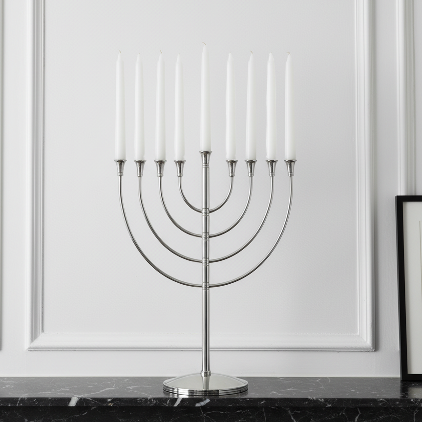 Judaique Silver-Plated Hanukkah Menorah