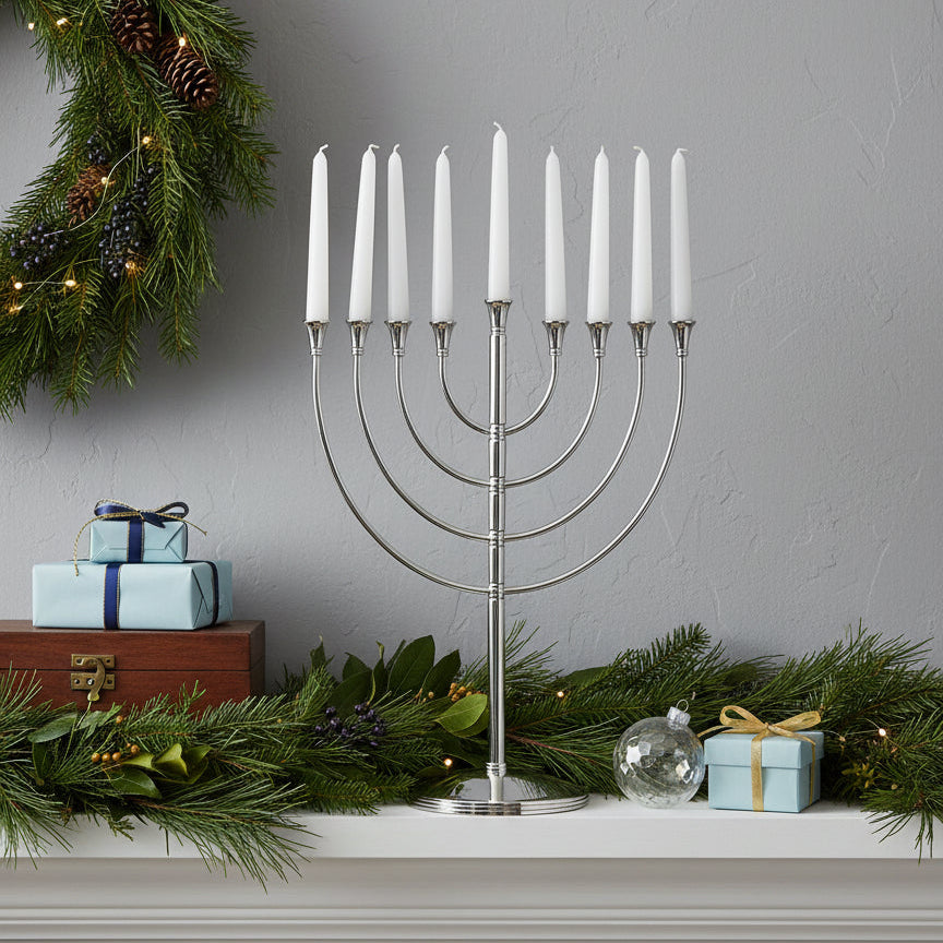 Judaique Silver-Plated Hanukkah Menorah
