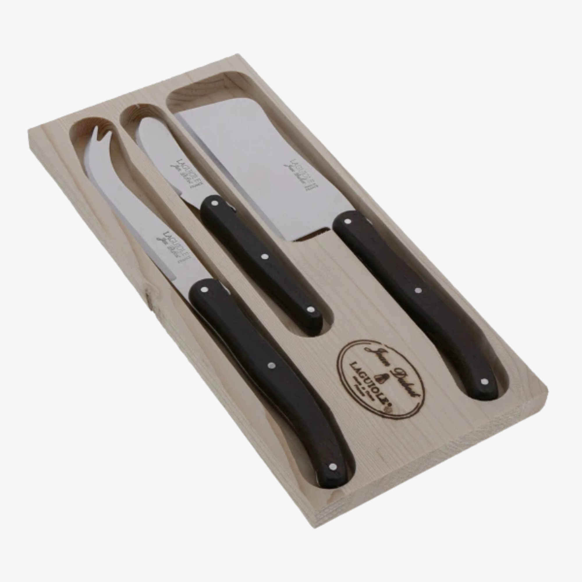 Jean Dubost 3 Piece Cheese Set in Wenge Wood with Cleaver
