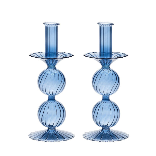 Bella Short Candle Holder in Cadet (Set of 2 in a Box)