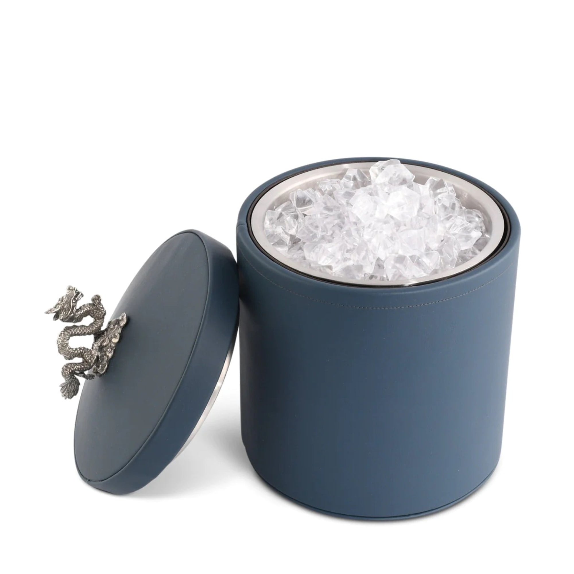 Dragon Vegan Leather Ice Bucket in Blue