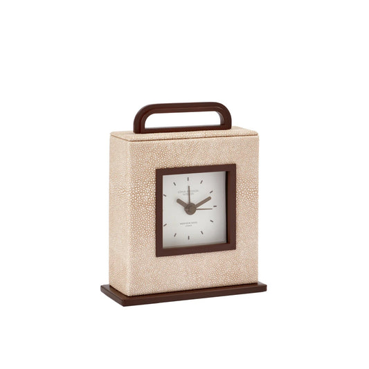 Sophie Paterson Collection: Ecru Faux Shagreen Carriage Clock