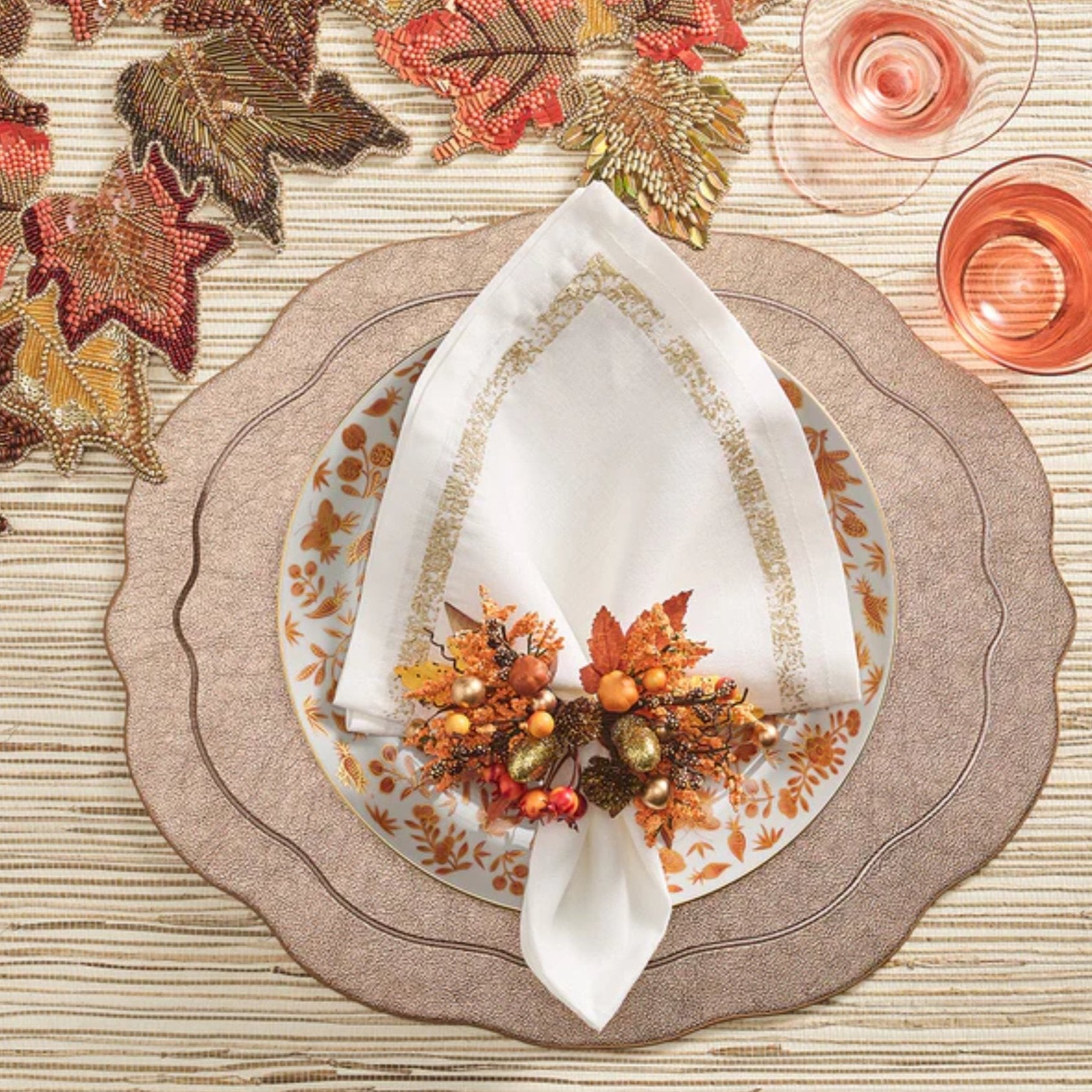 Fall Frolic Napkin Ring in Brown & Orange - Set of 4