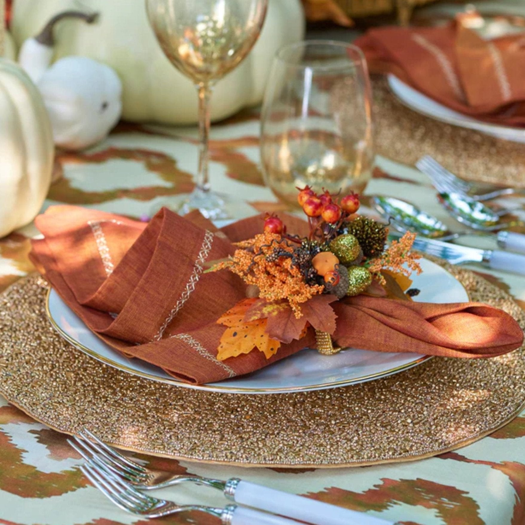 Fall Frolic Napkin Ring in Brown & Orange - Set of 4