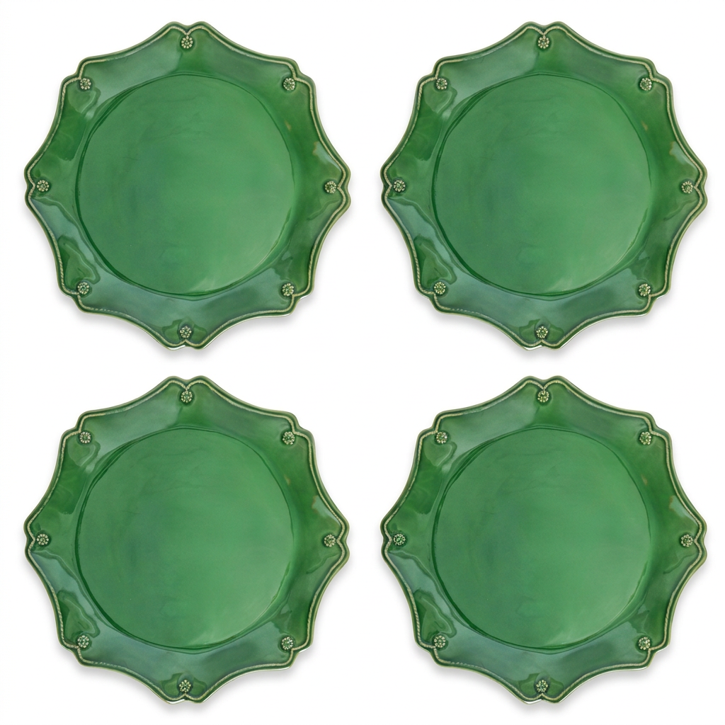 Berry & Thread Scalloped Charger/Platter Basil - Set of 4