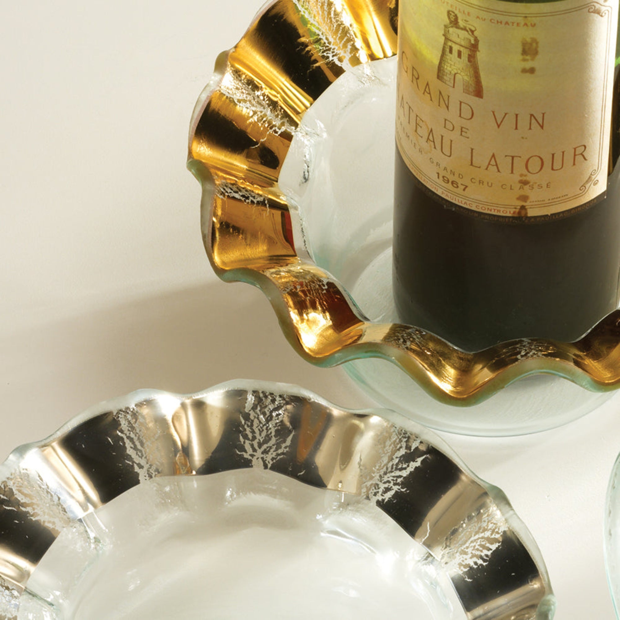 Gold Ruffle Wine Coaster/Candle Holder