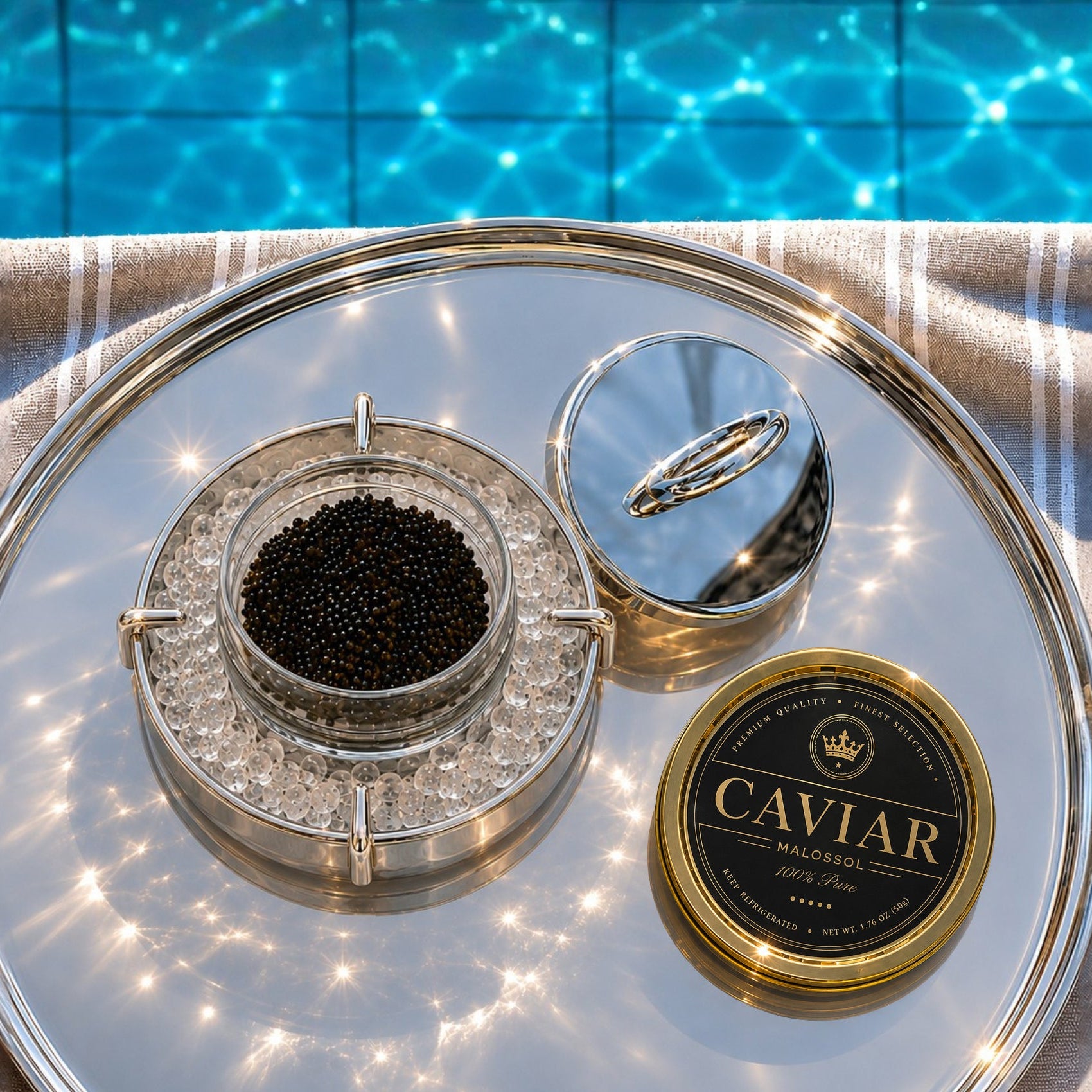 Vertigo Silver-Plated Caviar Serving Set