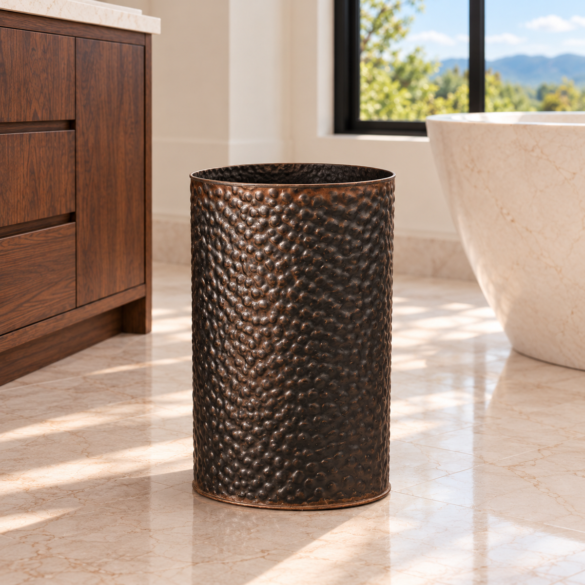 Oval Hammered Wastebasket