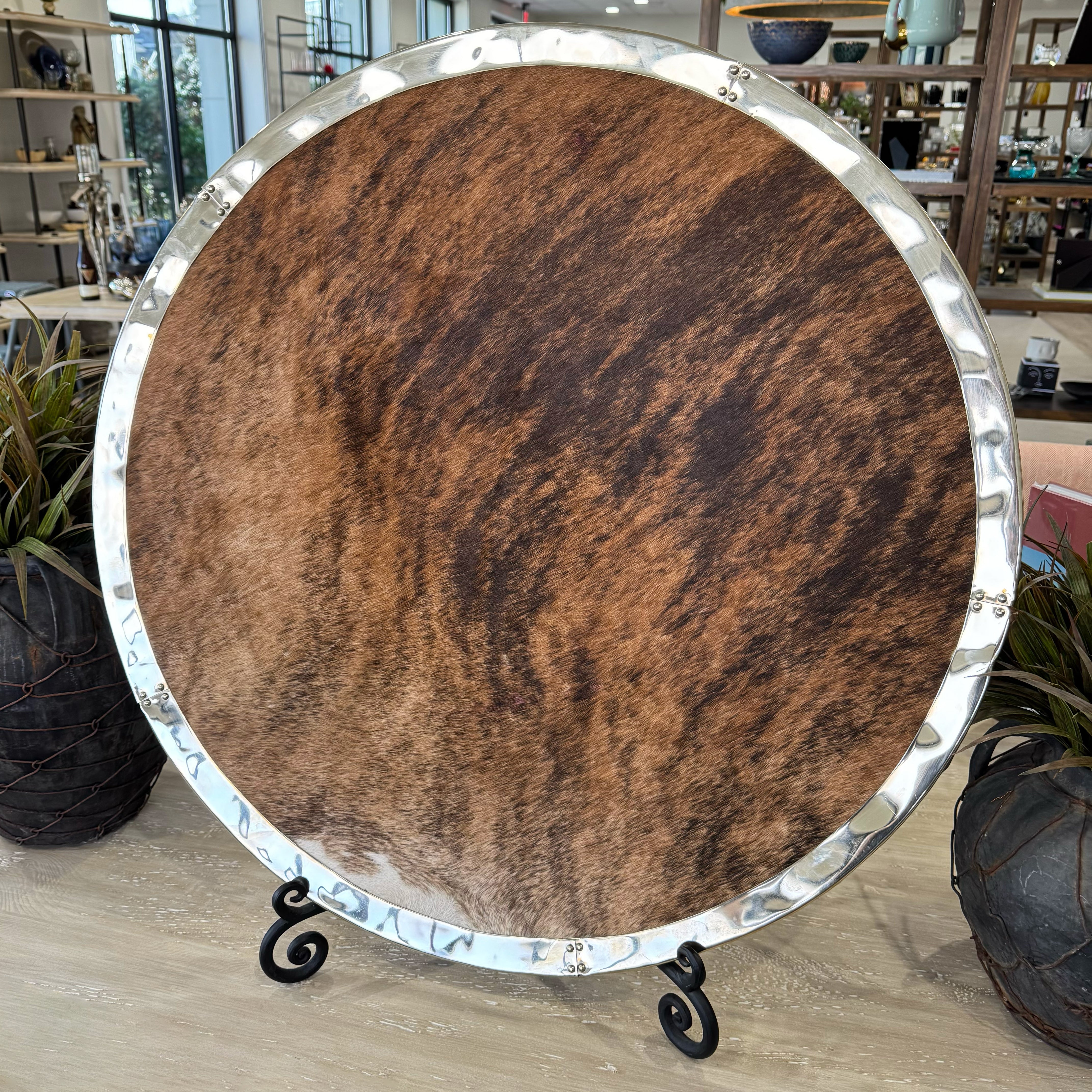 Gaucho Wood and Brown Cow Hair Tray