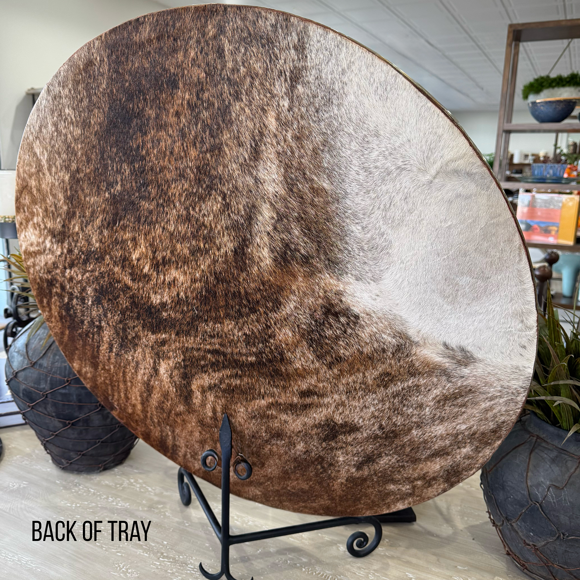 Gaucho Wood and Brown Cow Hair Tray