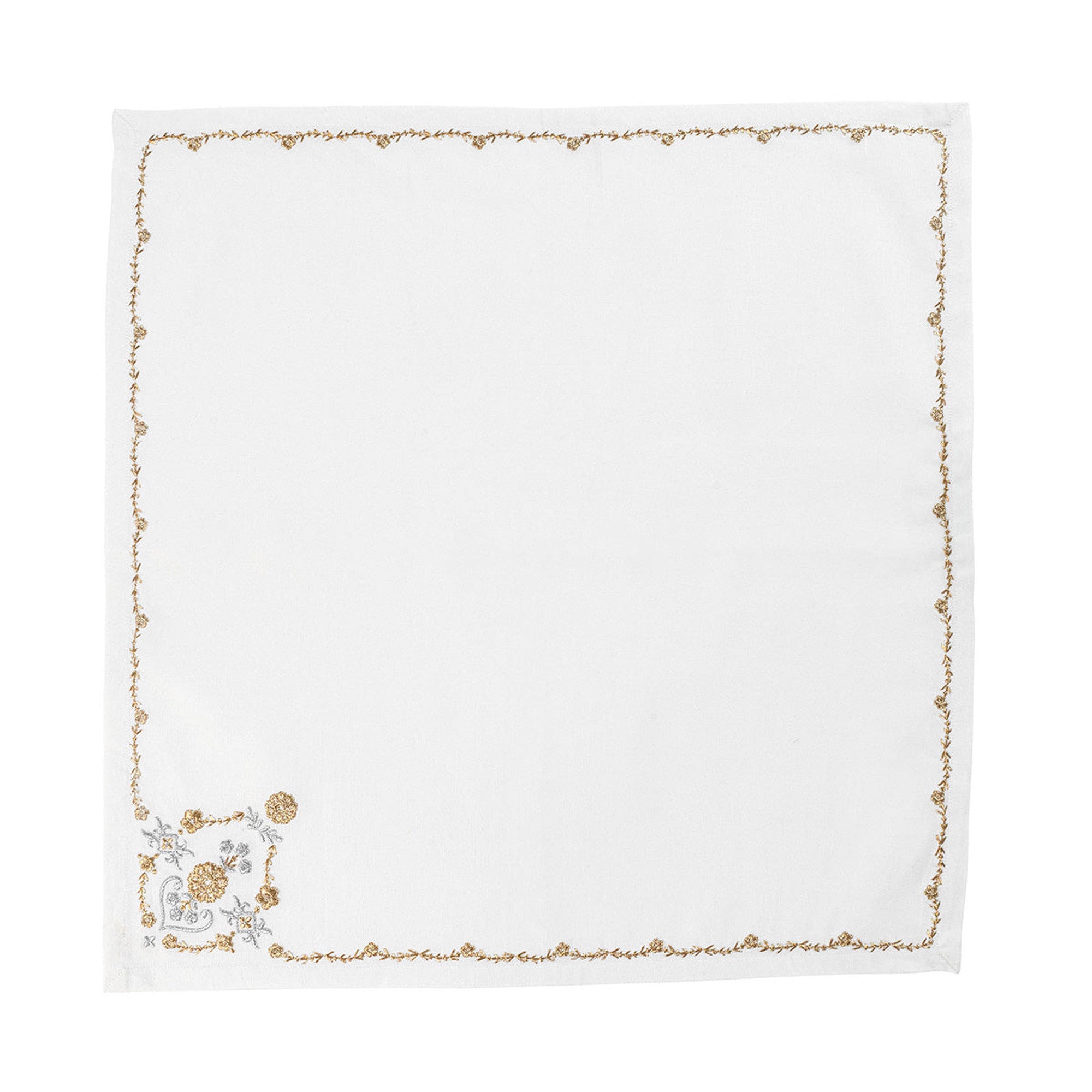 Heidi Embroidered Napkins in Gold & Silver - Set of 4