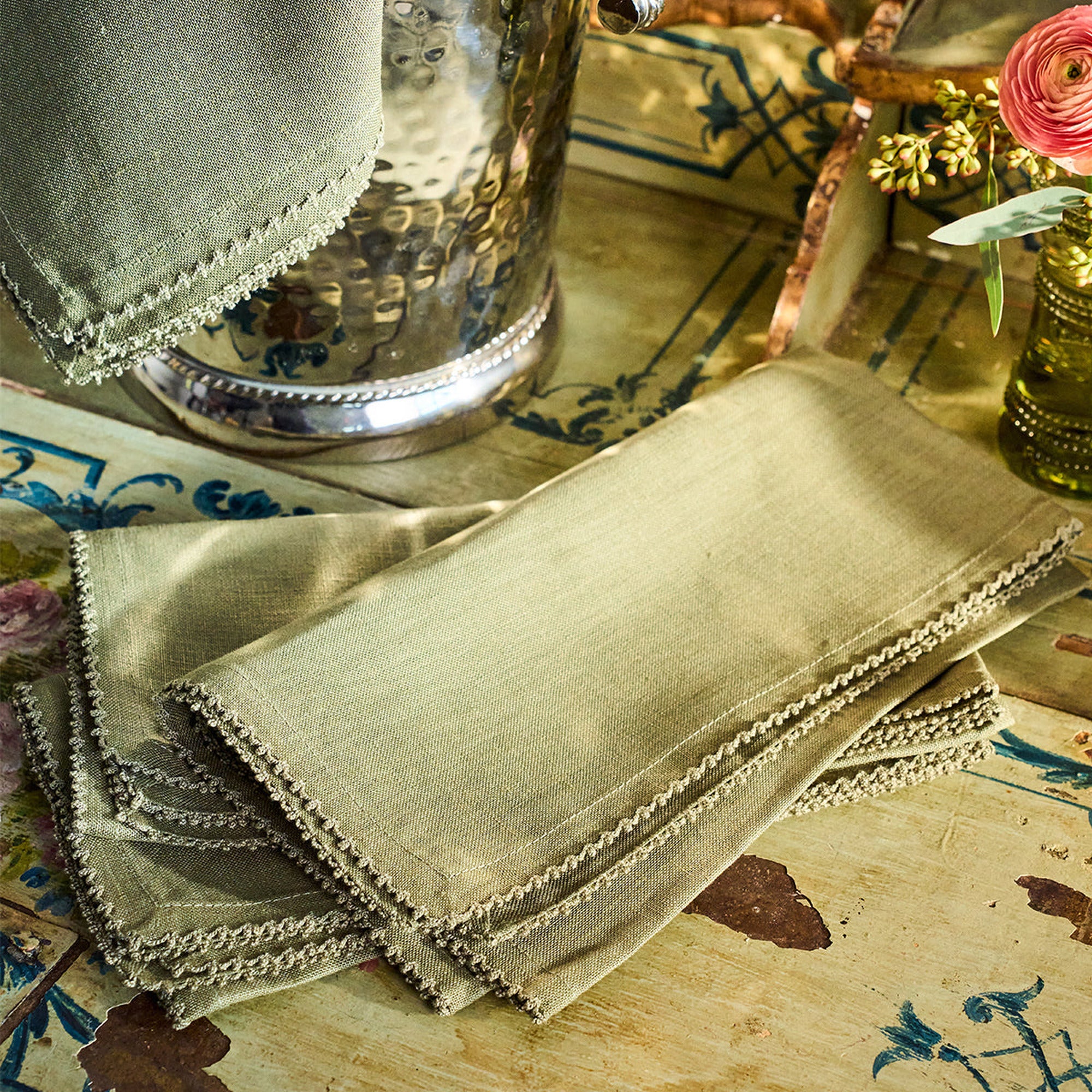 Berry Scallop Napkins in Sage - Set of 4