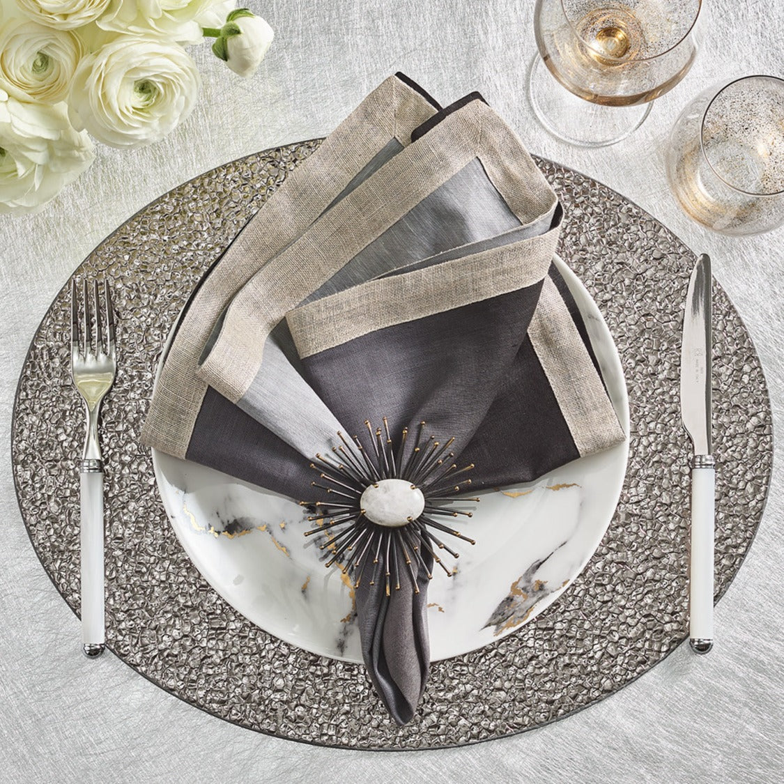 Dip Dye Napkin in Gray & Black (Set of 4)