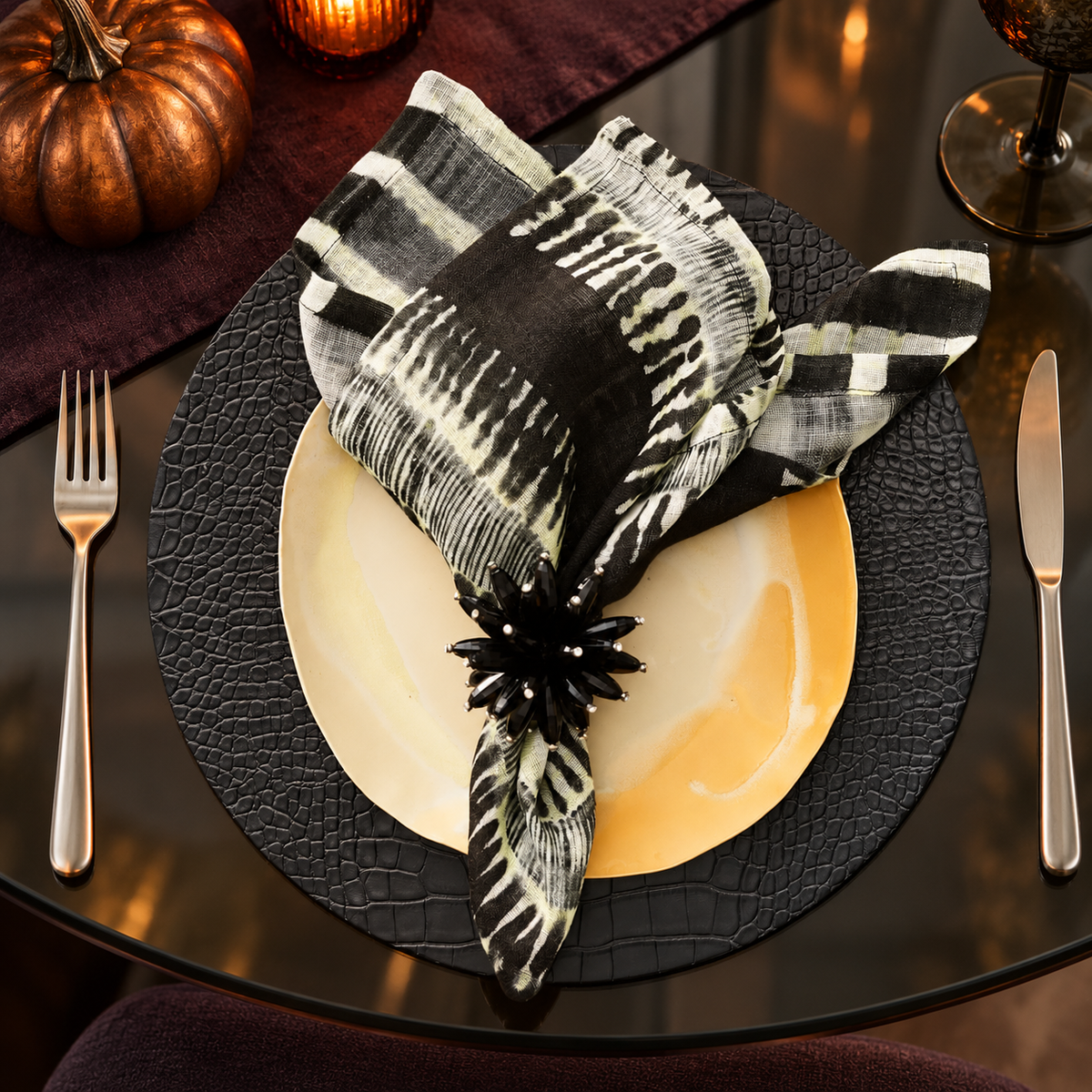 Croco Placemat in Black - Set of 4