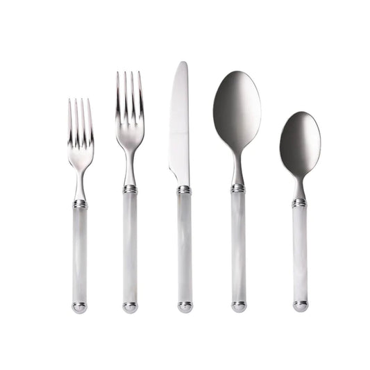 Mirage 5-Piece Place Setting Flatware in White & Silver