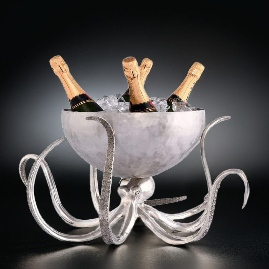 Octopus Pewter Steel Ice Tub Punchbowl