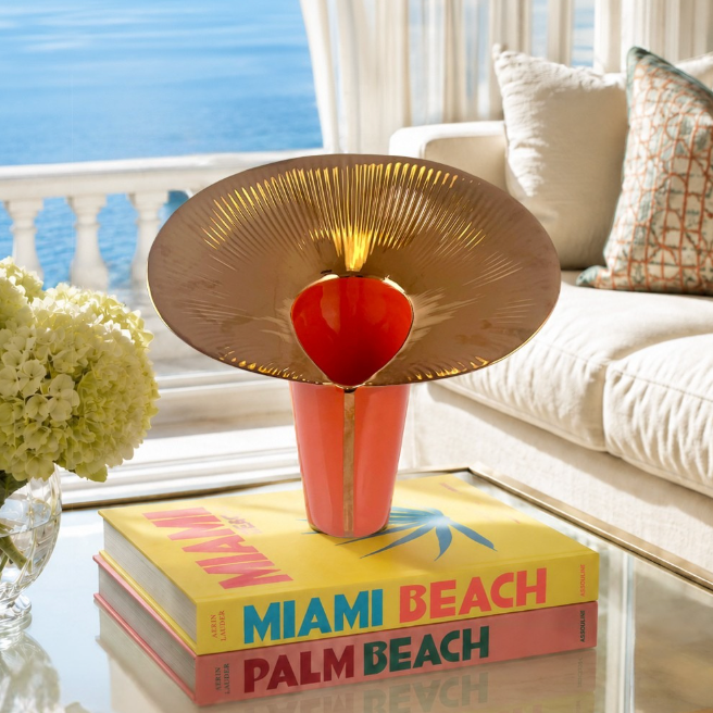 Fusca 13" Vase in Glossy Copper & Khaki