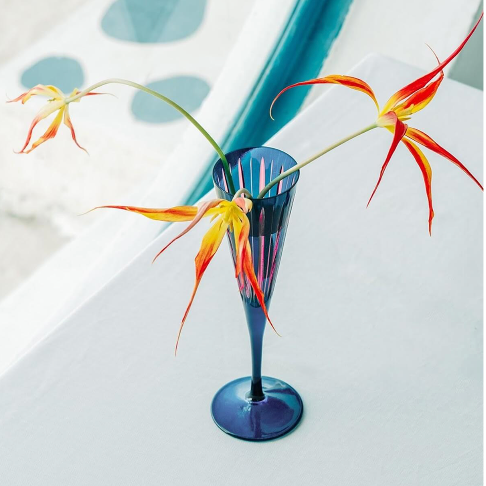 Prism Champagne Flutes Blue - Set of 4